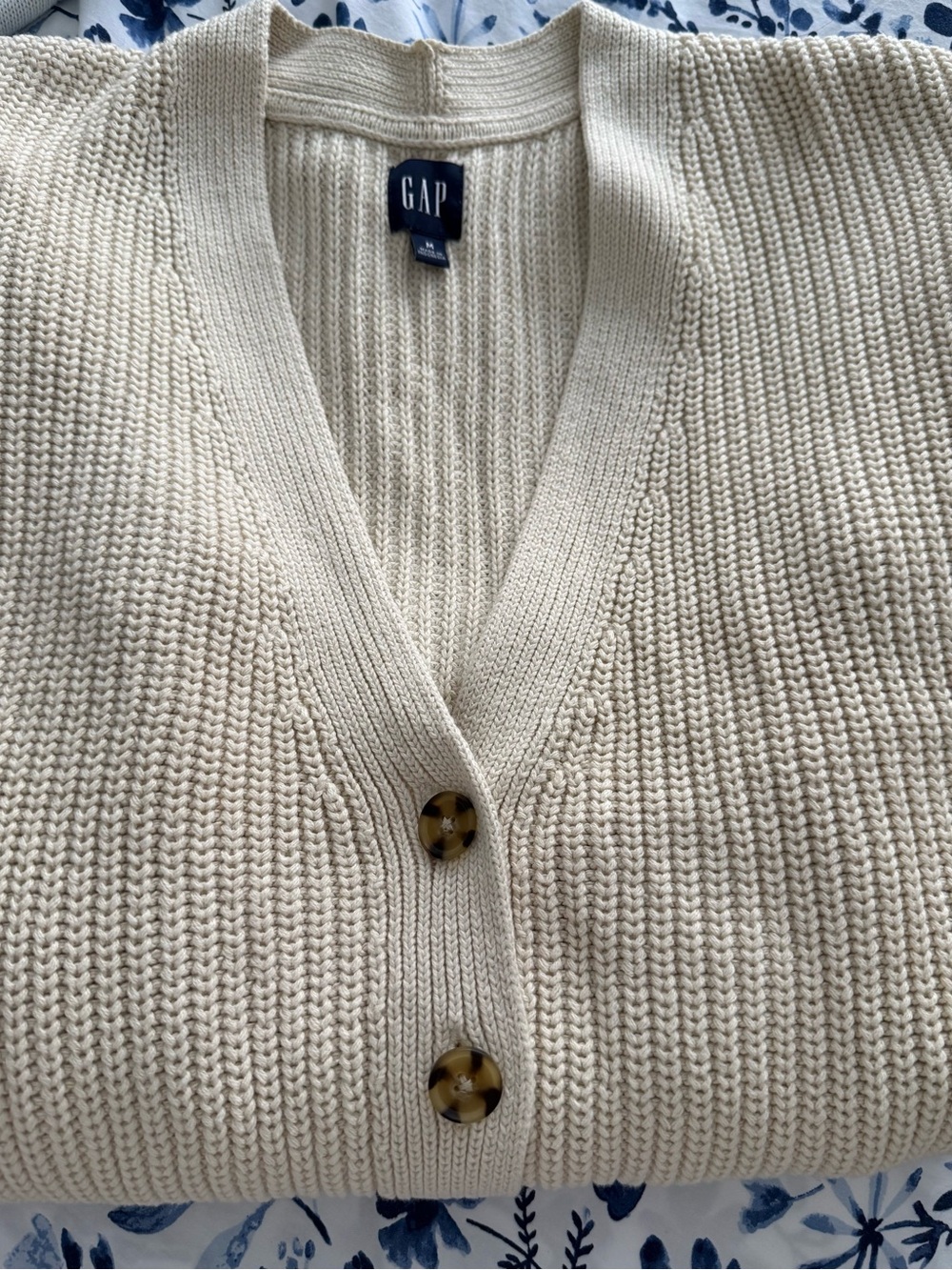 GAP Cream Ribbed Button-Front Cardigan - Picture 5 of 5